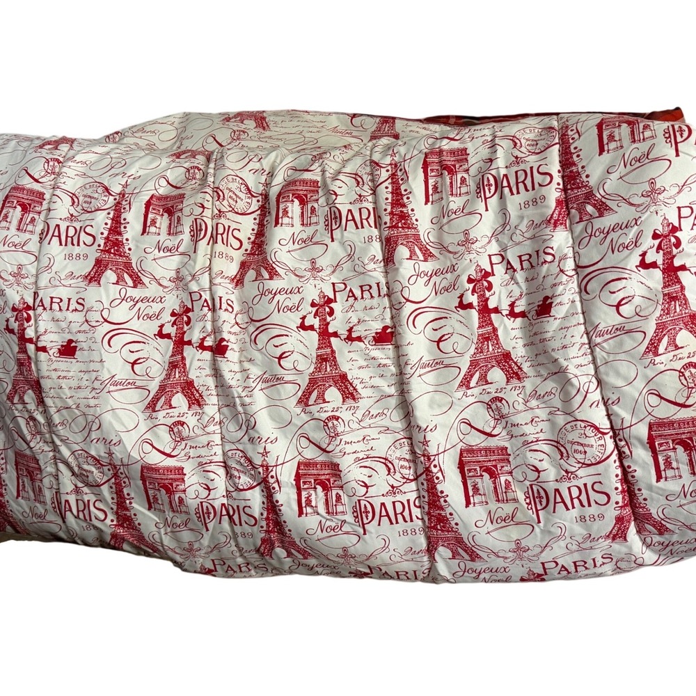 Paris Christmas Joyeux Noel Reversible Plaid Comforter Full Size
